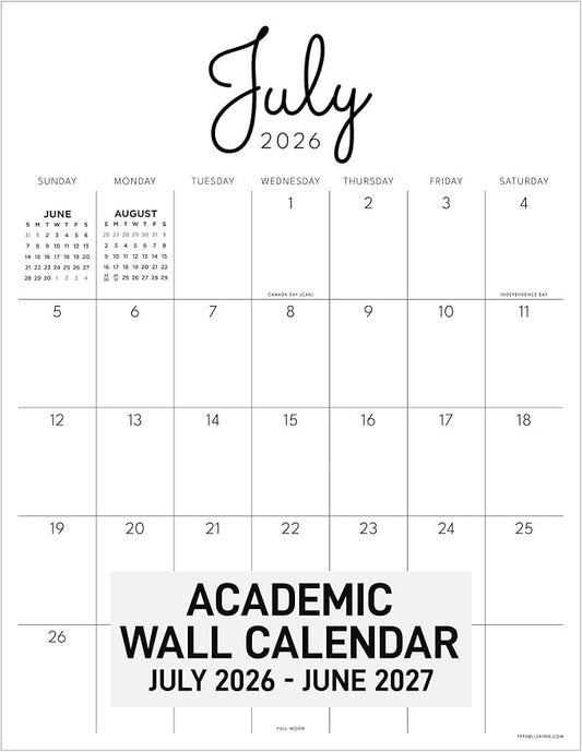 TF Publishing July 2026 - June 2027 Large Art Poster Wall Calendar with Premium Paper Tear-Off Sheets - 12 Month Academic Year Desk or Hanging Office Calendar for Schedules - 17 in x 22 in