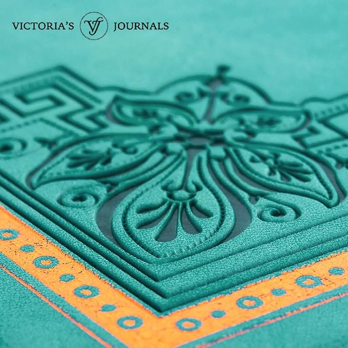 VICTORIA'S JOURNALS Vintage Journal Faux Leather Gilded Edge Hardcover | Retro Embossed Cover, Fountain Pen Friendly Paper, Premium Vegan Leather Notebook, Gilded Edges, Great for Gifting