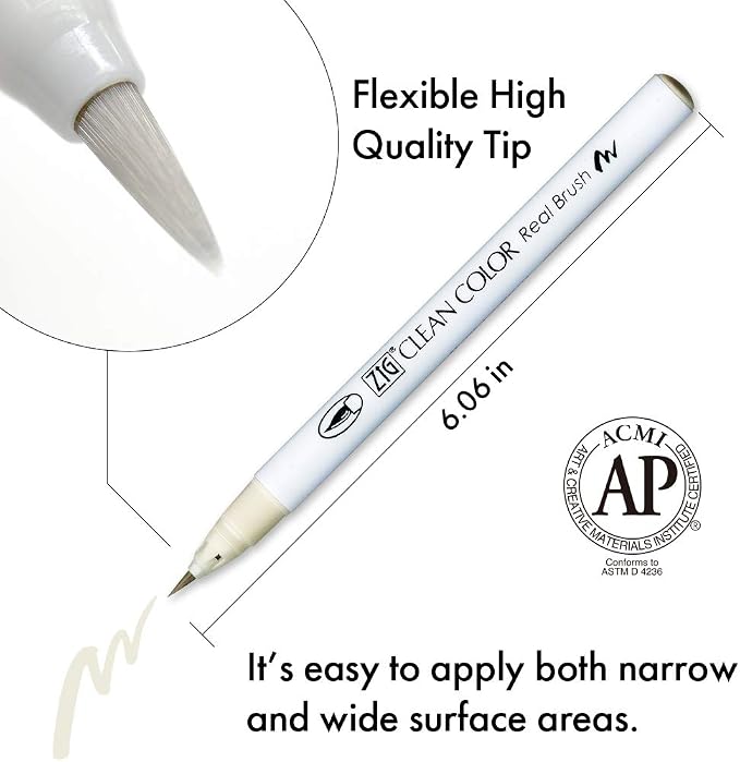 Kuretake ZIG Clean Color Brush Marker, Flexible Brush Tips, Watercolor Pens for Painting, Drawing, Calligraphy and Brush Lettering for Artists