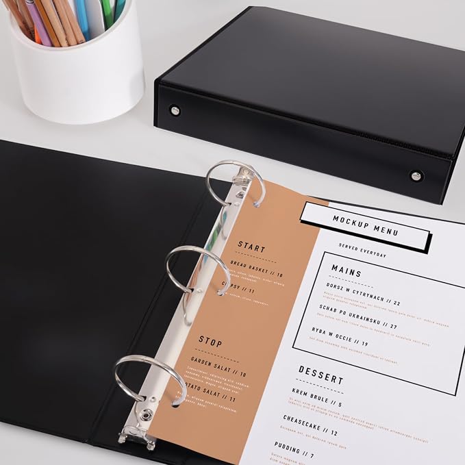 COMIX Sturdy 3 Ring Binder 2 inch with Clear View Cover, 2" Round Ring View Binder, PVC-Free, 450 Sheets Capacity of US Letter Size Paper, Office ＆ School Supplies, Pack of 6 (Black)