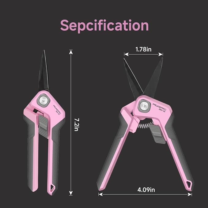 PrunePro® Garden Scissors Precise Cuts for Women Lightweight Sharp Snip | German Stainless Steel Non-Stick Teflon Coating Blades Smooth Cut Anti-Slip Latch Arthritis Friendly for Bonsai Rose Flower