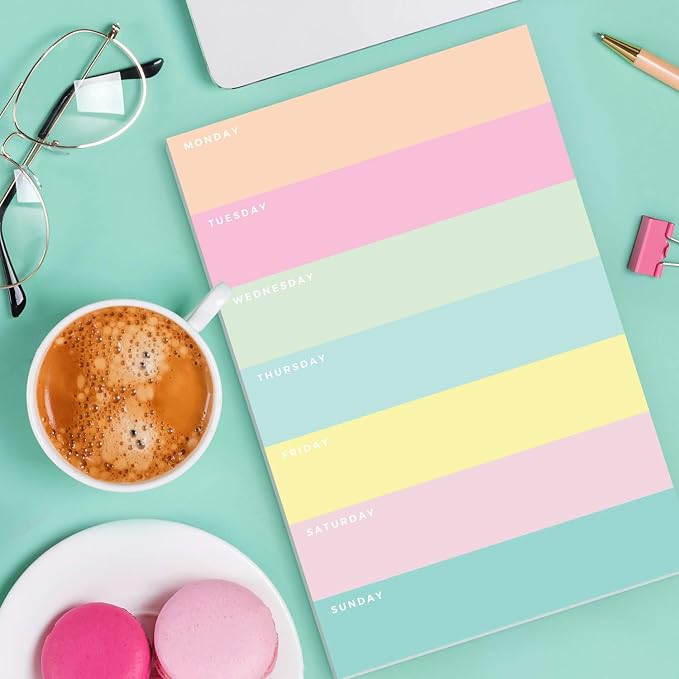 Daily Planner by Sweetzer & Orange - Undated 2026 pad – Colorblock Magnetic To Do List Notepad - Mon to Sun Agenda and Habit Tracker Organizer, Desk Pad for College Student, Office or Home