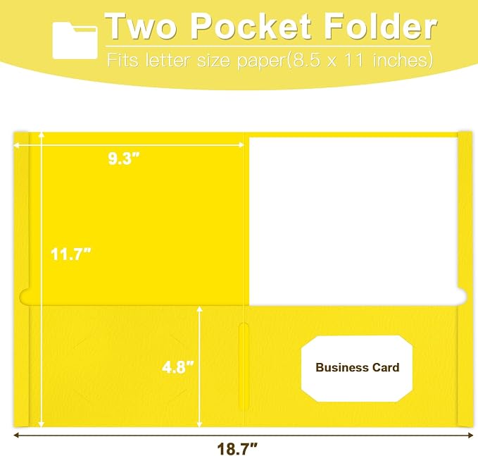 Folders with Pockets, LAYZZ 30 Pack Paper Pocket Folders, 2 Pocket File folders Fits Letter Size Paper, for School Office and Home (Yellow)