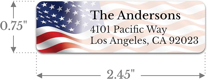 Personalized Patriotic Return Address Labels, Self-Adhesive Address Stickers on Sheets, 50-1000 Labels (Faded Flag)