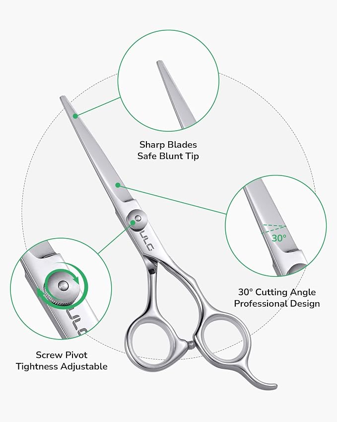 Hair Cutting Scissors, ULG Professional Hair Scissors 6.5” Silver | Right-Hand, Razor Edge Barber Shears, For Salon and Home Hair Cutting Shears, Japanese Stainless Steel, Hand Sharpened