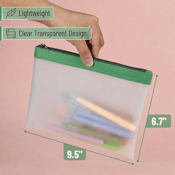 Mr. Pen- Clear Pencil Pouch, 9" x 6.88", 3 Pack, Durable TPU Material | Large Water-Resistant Pencil Bags with Smooth Zipper, Multipurpose Clear Pouch for Stationery, School, Office