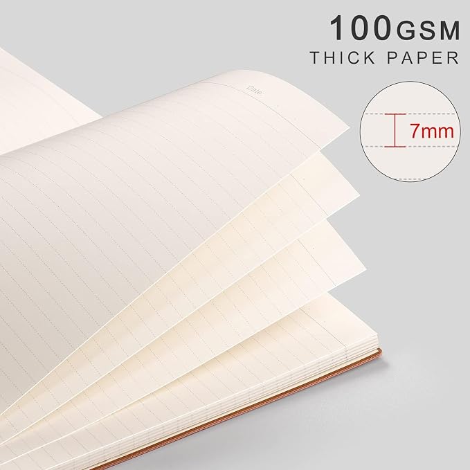 AHGXG College Ruled Notebook, 320 Pages, Large Journal A4 (8.5''×11') | Thick Lined Notebook for Note Taking, 100GSM Paper, Leather Softcover, for Women Men (Pink)