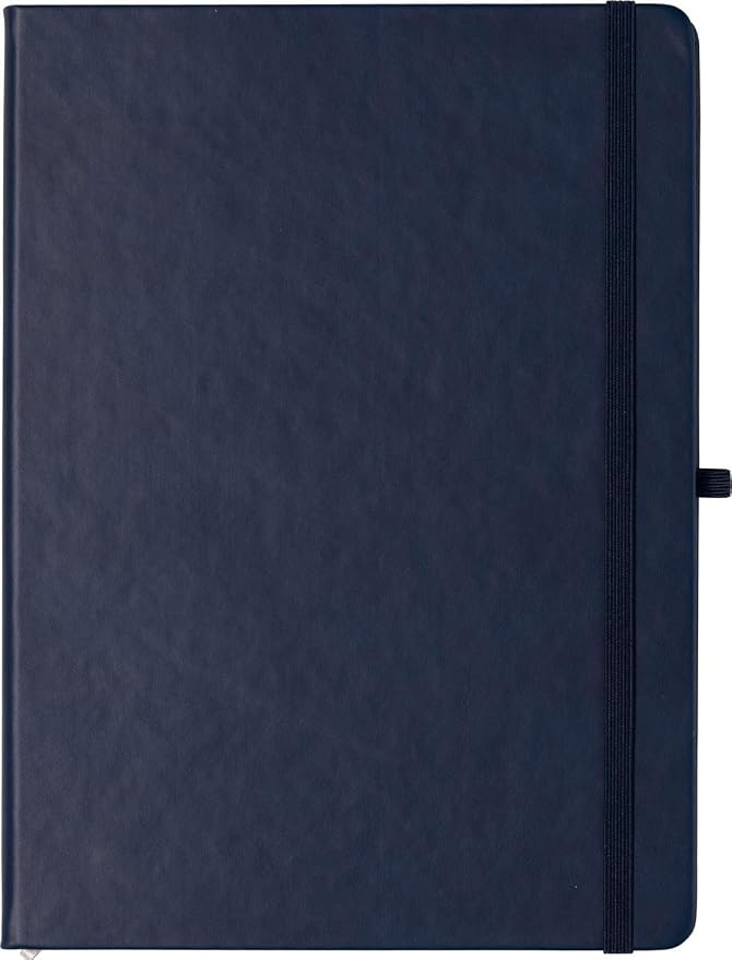 Eccolo Cool Jazz Hardbound Writing Journal, 192-Page Lined Paper, Lay-Flat | Elastic Band Closure, Interior Gusset Pocket, Double Ribbon Bookmarks and Built-In Pen Holder, Durable Section-Sewn Binding