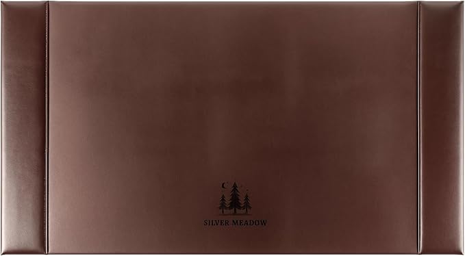 Professional Leather Desk Mat Brown Writing Surface, Raised Edge Stitching Desk Protector, Large Leather Executive Desk Pad (30" x 18")
