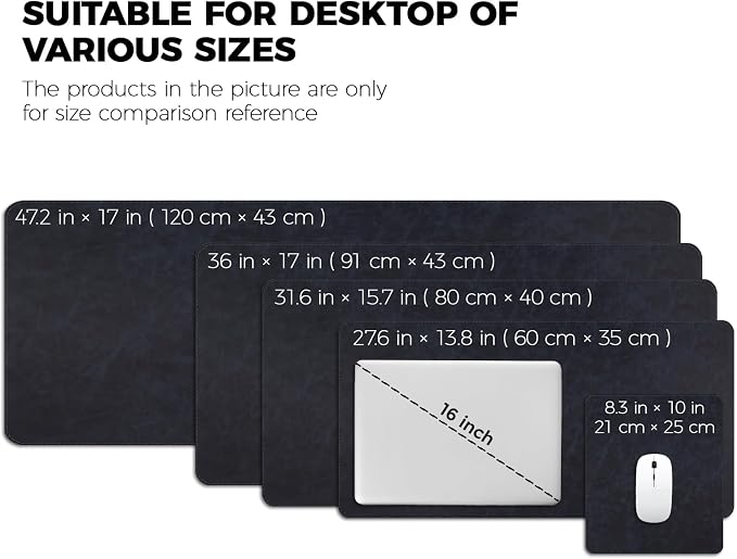 Mouse pad, Non-Slip Washable Waterproof Computer Mouse mat Thick for Laptop Wireless Mouse Home Office Travel, Portable 9.8"x 8.3" S Dark Blue