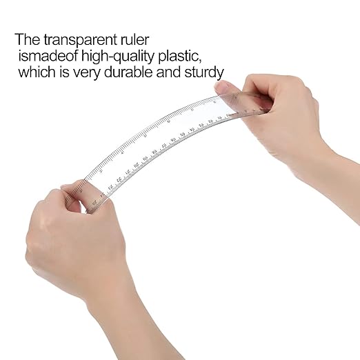 YouOKLight Clear 12 inch Plastic Metric Transparent Ruler - Pack of 3 for Kids, School, Office, Drafting