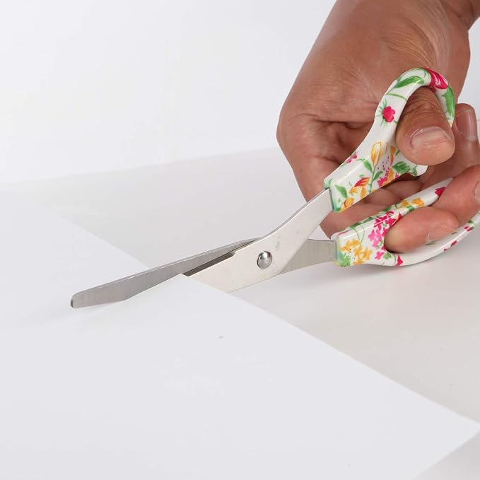 VIBRANZ-LAB Modern Multicolor Floral Craft Scissors, 8" Heavy Duty, Sharp Blades, Comfort-Grip, Ambidextrous, 1 Count