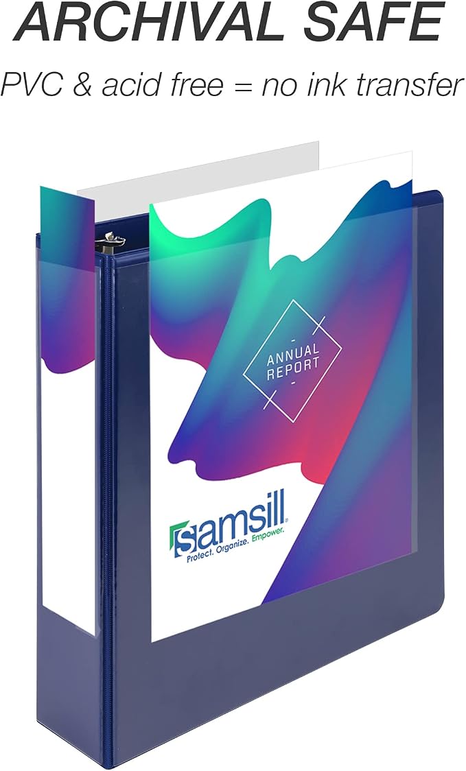 Samsill Durable 2 inch 3 Ring Binder, D Ring Binder, 100% Recycled Chipboard, Blue, 12 Pack