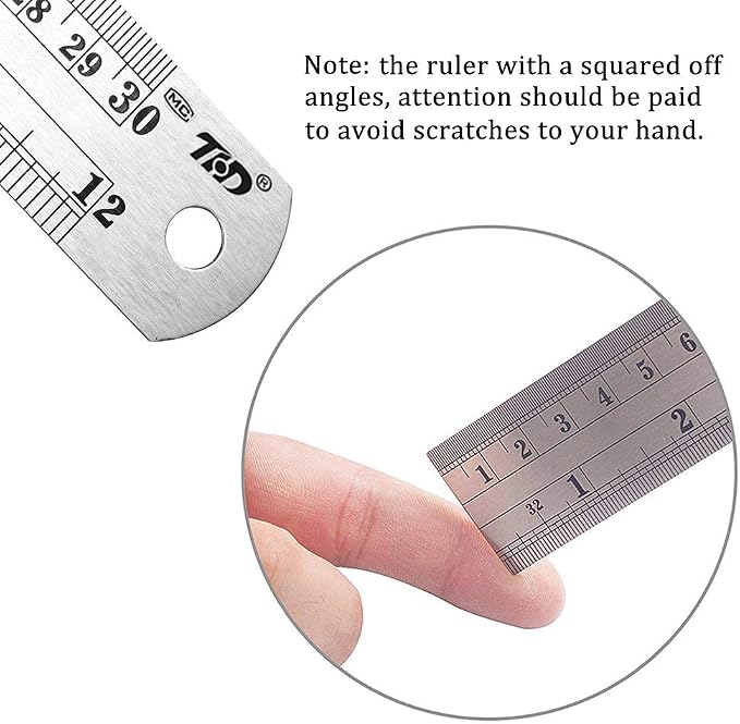 ZZTX Metal Ruler 6 Inch 8 Inch 12 Inch 16 Inch Stainless Steel 4 Pack | Rust-proof, Straight edge, Precise markings, Clear read