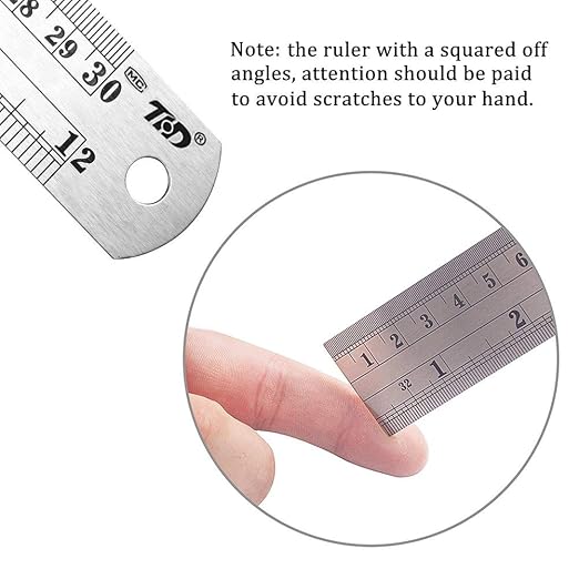 ZZTX Metal Ruler 6 Inch 12 Inch 16 Inch Stainless Steel 3 Pack | Rust-proof, Straight edge, Precise markings, Clear read