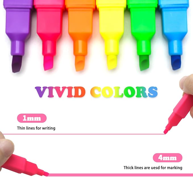 Vitoler Highlighters Assorted Colors,Bright Color, Chisel Tip 12pcs | Aesthetic,Cute Pastel,high quality for bible study,books,journal,writing,school office
