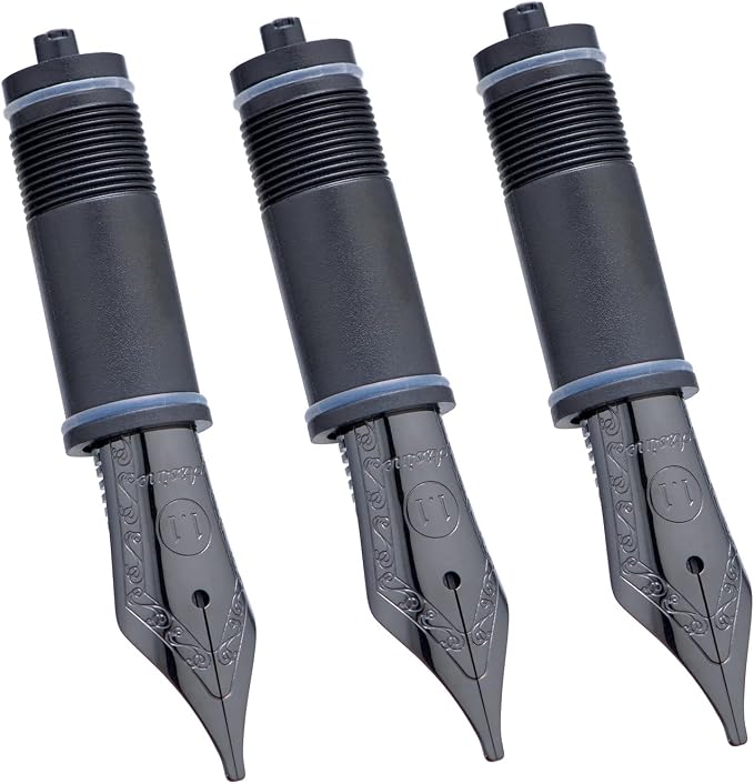 Asvine Set of 3 Number 6 Fountain Pen Replacement 1.1 Stub Nibs Black - Compatible with V169, P20, P30 and V126