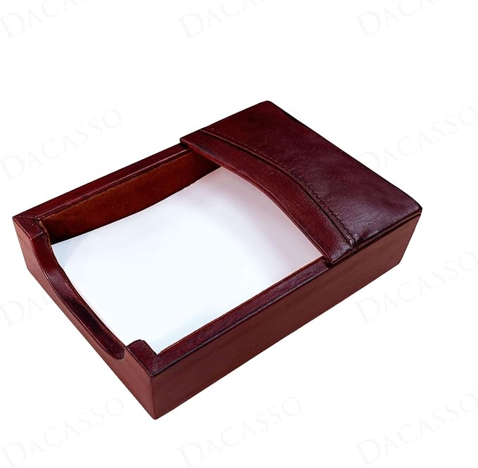 Dacasso Mocha Leather 10-Piece Desk Accessory Set - Organization Essentials & Executive Decor - Luxury Leather Blotter for Office Organization