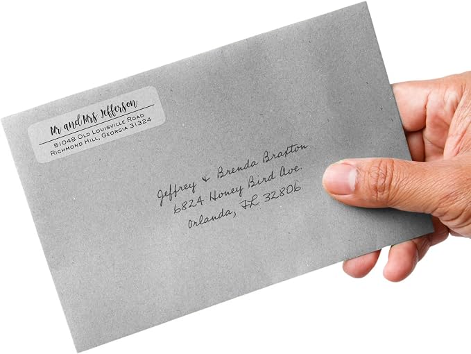 Clear Mixed Font Rolled Address Labels / 250 Personalized Return Address Labels/Designer Address Stickers in Elegant Plastic Dispenser