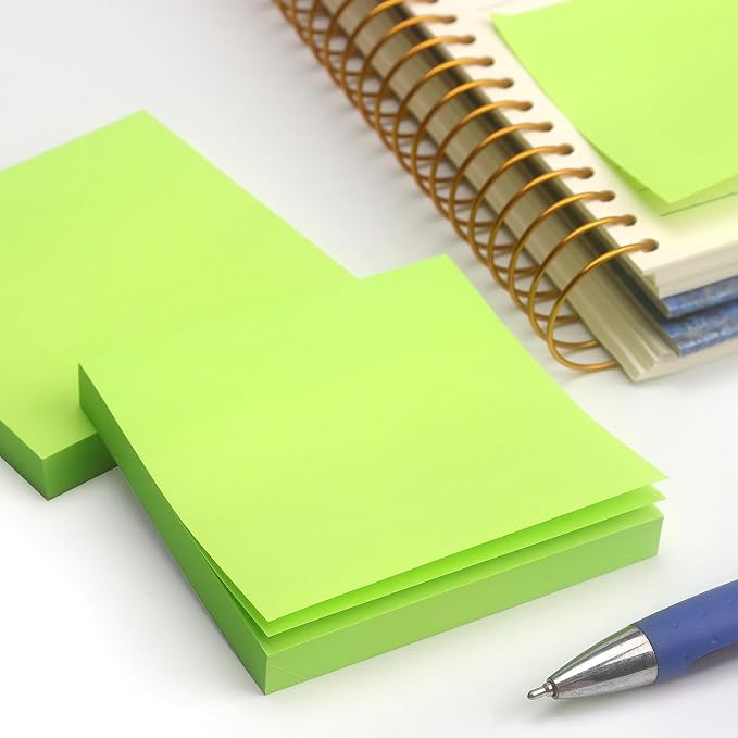 Sticky Notes 3x3 Self-Stick Notes Pads with 6 Bright Colors, Easy to Post for Office, Shool, Home, 6 Pads/Pack, 100 Sheets/Pad(Green)