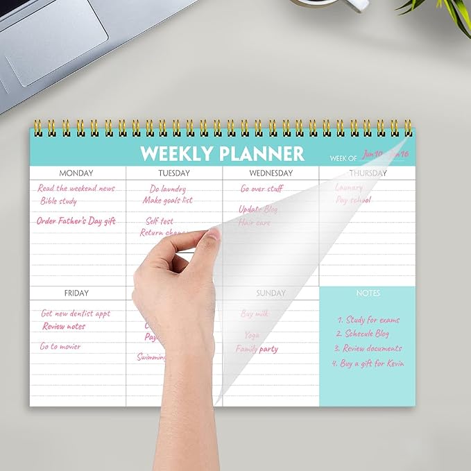 (3-Pack) Weekly Planner - 7" x 10" Weekly Pad Organizers Habit Tracker Journal for Man & Women, 52 Sheets, 100gsm Paper, Undated Weekly To Do List Notepad with Your Life, Teal