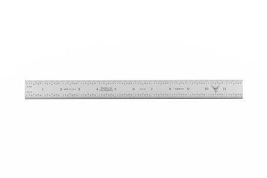 PEC Tools Rigid Machinist Metal Ruler, 12" x 300mm Stainless Steel Ruler Set of 2, Measurement Markings 1/32", 1/64", 0.5mm, 1mm for Machinists, Woodworkers, etc., Made in USA