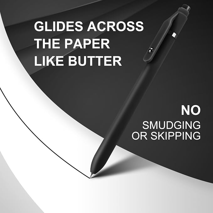 thinkor Gel Pens Black Ink, 7 Pcs 0.5mm Quick Dry Fine Point Smooth Writing Pens, Cute Office School Supplies Gifts for Women Student (7 Pcs Black - Black Ink)