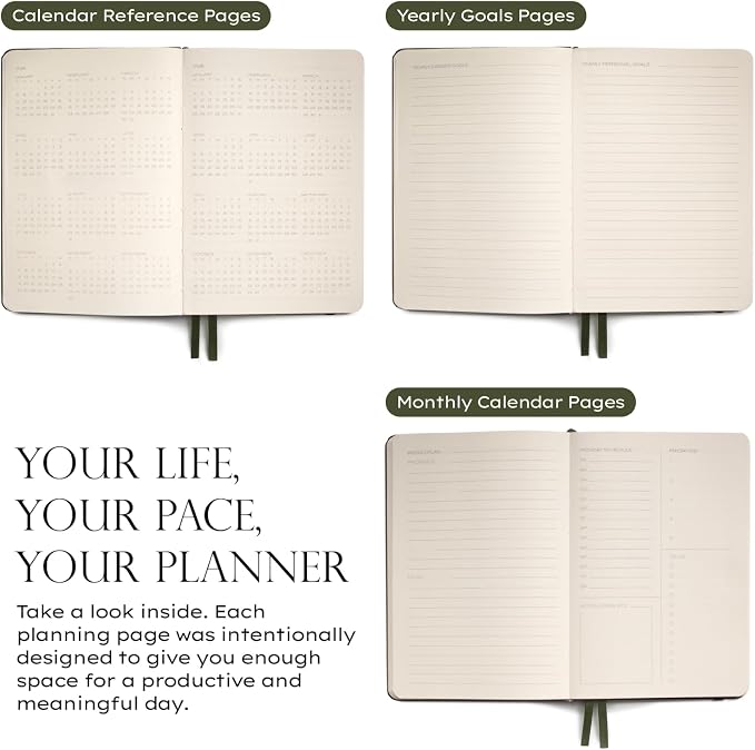 Anecdote Daily Planner w/ 2026-2027 Calendar | Start Anytime 26 Weeks Undated | 1 Page per Day | 8.5" x 5.2" | Hardcover To-Do List Organizer, Plan Your Success, Achieve Productivity Goals (Ink Blue)