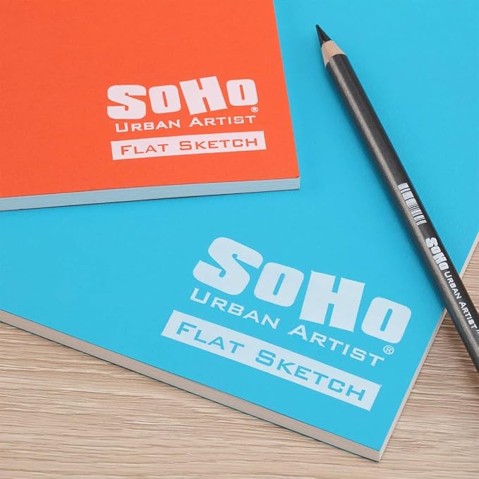 Soho Urban Artist Tape Bound Lay Flat Sketch Book, Salmon Cover, 6x8 12 Pack, 30 Sheets Each (360 total), Smooth Mixed Media Sketchbook, 71lb. (106 gsm) Paper Travel Art Journal, Soft Cover