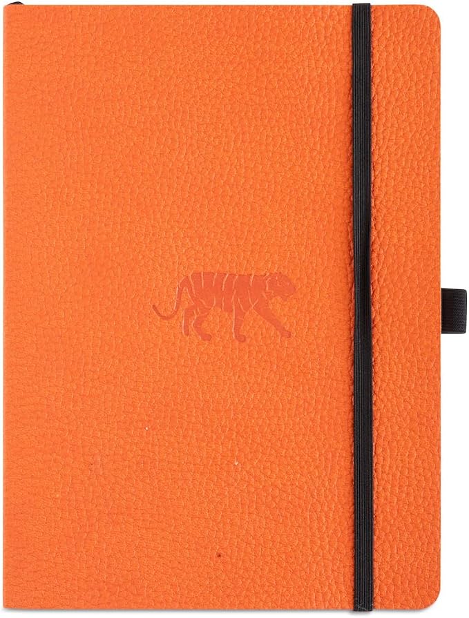 Dingbats* Wildlife Dotted Writing Journal Notebook A5 - Vegan Leather Softcover - Ideal for Work, Travel - Pocket, Elastic Closure, & Bookmark
