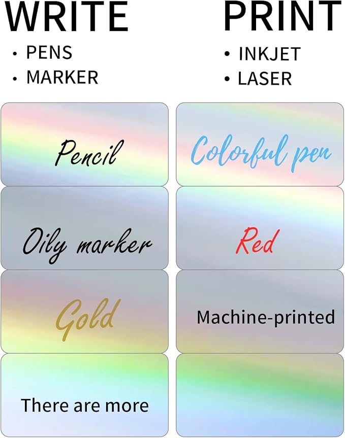 Shipping Labels Stickers, 2"×4" Printable Holographic Mailing Labels for Laser/Inkjet Printing- Matte, Permanent Adhesive Sticker, Holographic Silver/ 20 Sheet