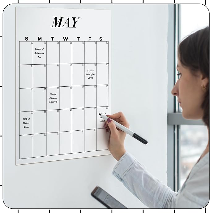 12 Pcs Colorful Undated Calendar 16‘'x 12‘' Large Erasable Classroom Wall Calendar 12 Month Dry Ease Reusable Planning Yearly Rainbow Blank Planner for Office Home Study Room Back to First Day