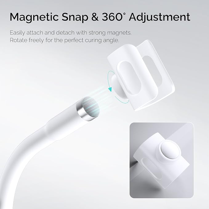 L'UGX Magnetic Handheld uv Light for Gel Nails Stand – 360° Rotating Iron Base Holder, Strong Magnetic Mount for Gel Nail Dryer Pen,Detachable Support for Manicure Table or Salon Use