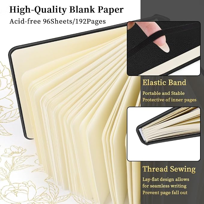 Square 5x5in 80gsm 192Pages Hardcover Notebooks Blank Sketchbooks | Travel Journal Pocket Sketchbook Art Creation Paint Writing Diary Memo Planner Sketchbook PU Cover