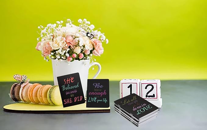 YYaaloa 48pcs Mini Notepads Black Inspirational Pocket Notebooks, Happy Journal Small Notebooks Bulk for Party Office Home Coworkers Travel Gift Present Supplies (48pcs-8styles, Black Inspirational)