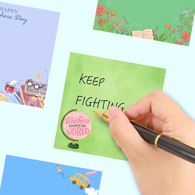 9 Pads Cute Sticky Notes Set, 3" x 3" Self Stick Notepads, Funny Sticky Notes Set, Teacher Stationery, Kawaii Adhesive Memo Pads, Teacher Gifts, Office Decor Desk Accessories School Supplies