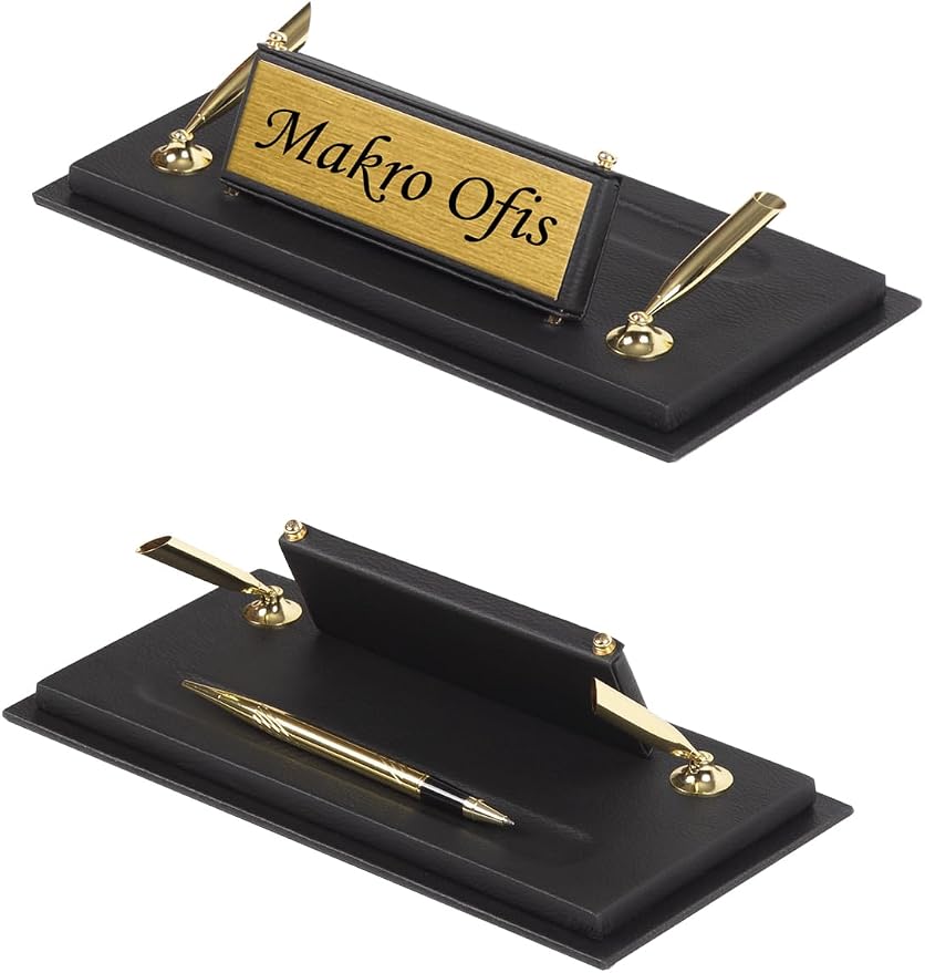 Galaxy Bonded Leather Executive Desk Set – 12-Piece Luxury Desk Organizer with Desk Pad, Double Document Rack, Name Plate, Pens & Office Accessories