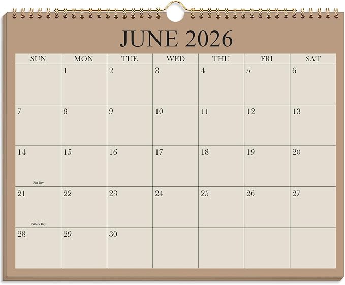 Calendar 2026-2027 - 18 Months Wall Calendar from July 2026 to December 2027, 2026-2027 Wall Hanging Calendar Planner with Thick Paper, 8.5" x 11", Beige
