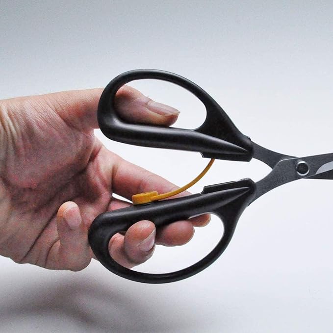 CANARY Spring Loaded Craft Scissors 6.3" [Curved Sharp Tips], Made in JAPAN, Razor Sharp Japanese Stainless Steel Blade, Black