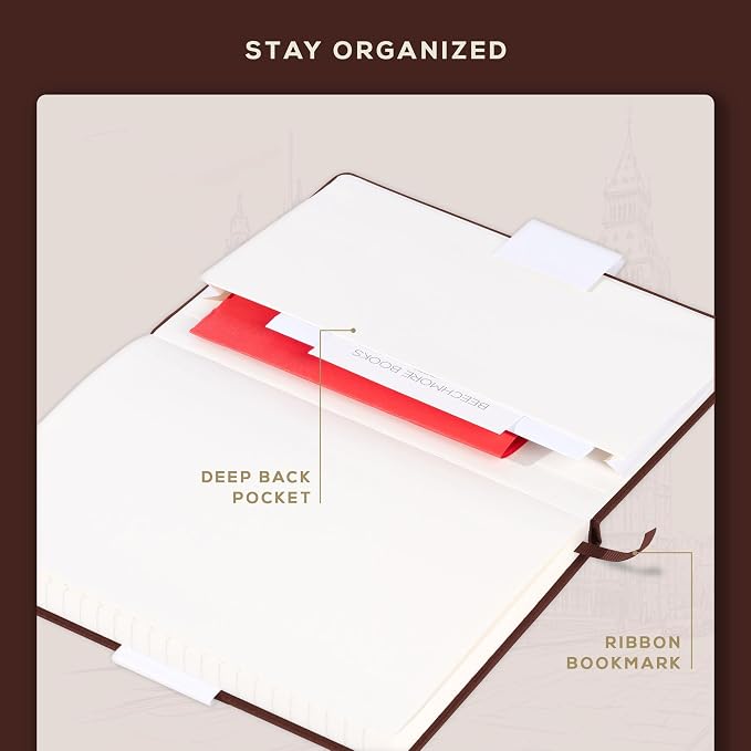 Beechmore Books A5 Mixed Media Sketchbook - 5.8"x8.3" Hardcover Lay-Flat Art Journal, 160 GSM / 98 lb Professional Perforated Paper, Gift Box, for Drawing, Ink and Light Watercolor