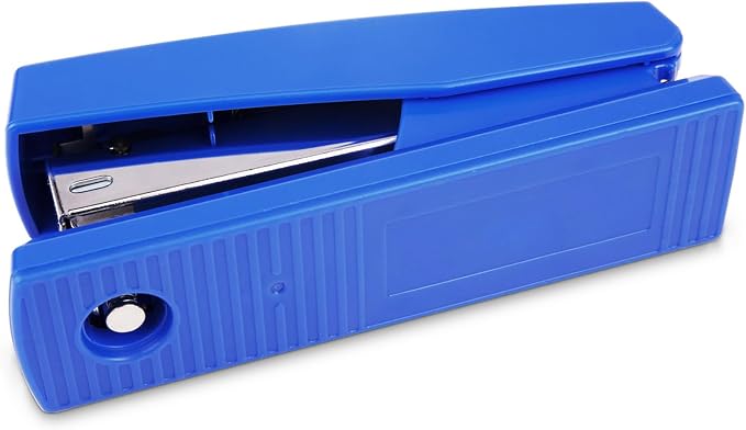 Labor Saving Black Desktop Staple, 4.8 Inch Stapler with 500 Pcs No.12 Staples for 20 Sheets Capacity (Blue)