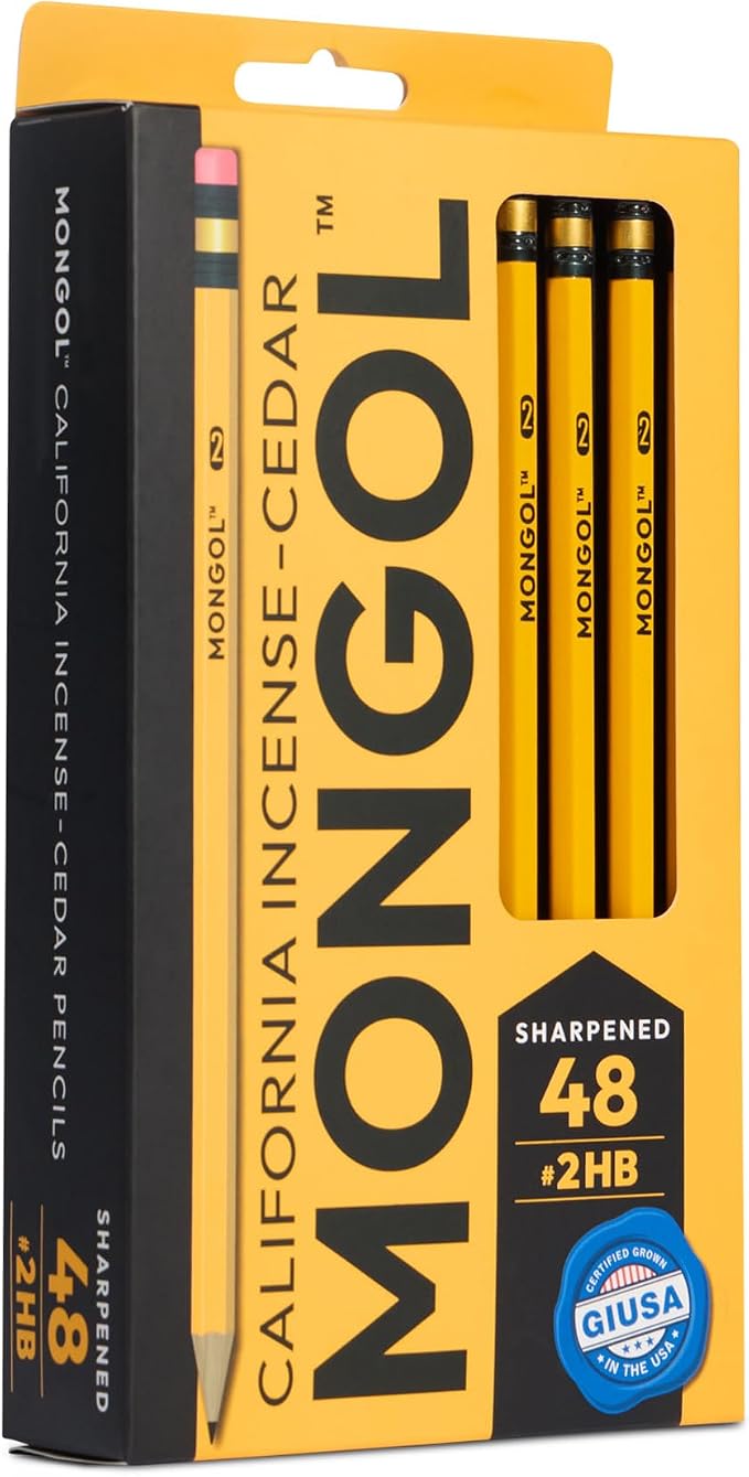 Mongol Classic Incense Cedar #2 Pencil - 48-Pack - Pre-sharpened, European Graphite Core, US Grown Cedar, Smudge Free Eraser – Nontoxic PMA Certified