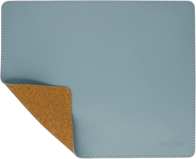Leather Mouse Pad - Wood Mouse Pads with Stitched Edge,PU Non-Slip Mouse Mat,Double Side Mousepad,Waterproof Gaming Mouse Pad for Desk,Laptop,Office & Home,10.2" x 8.3",1 Pack (Azury)