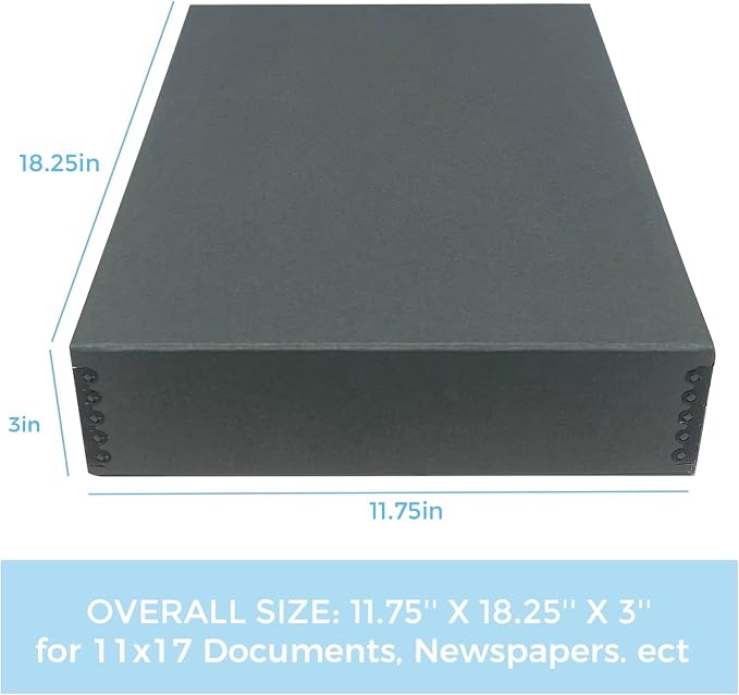 Lineco Drop Front Archival Storage Box, 11.75x18.25x3 in, Gray, 2 Pack | Acid-Free with Metal Edge, Preserves Picture Longevity, Organize Photos, Newspapers, Prints, Documents, Crafts, DIY