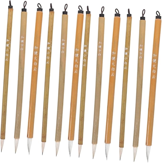 LALAFINA 12 Pcs Chinese Calligraphy Brush Set Sumi Brushes for Ink Traditional Calligraphy Brush Pen for Beginners Writing Drawing Painting 8.66 in