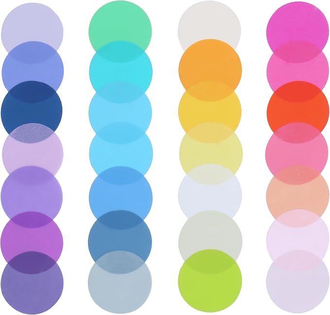 Mr. Pen- Round Transparent Sticky Notes, 1.1” Diameter, 28 Pads | 1120 Sheets, Colorful, Water-Resistant See-Through Sticky Notes Bulk & Fineliner, Smooth Writing