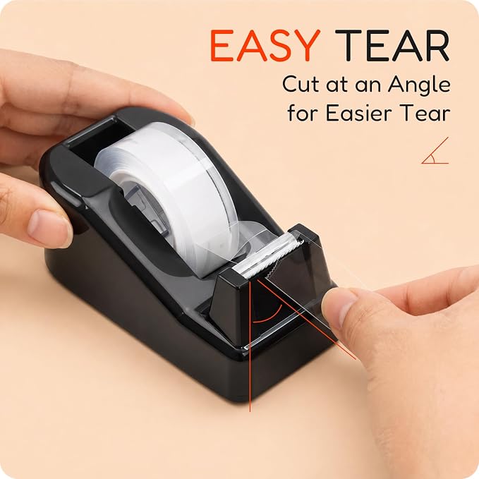 Lightweight Desktop Tape Dispenser, Tape Holder with 6 Rolls Transparent Tape, Stable Non-Skid Base for Office, Home & School, 1-Inch Core (0.71 in x 1000 in Each)