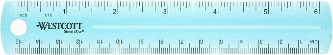 Westcott 6-Inch Plastic Ruler, Assorted Colors, 2-Pack