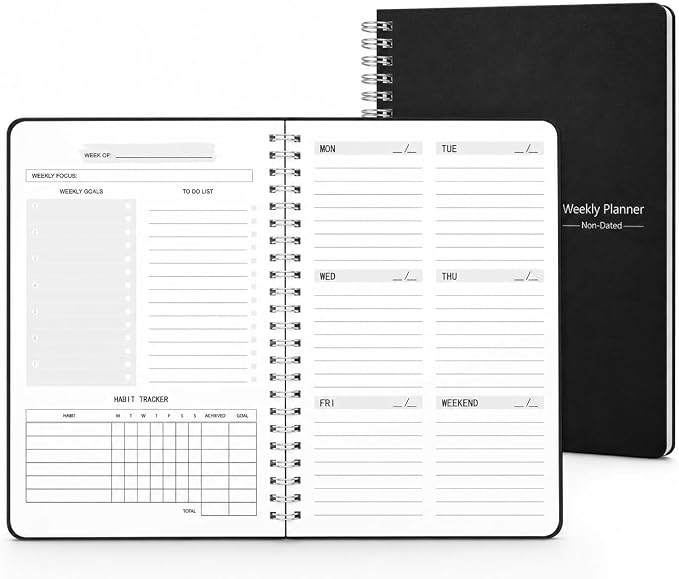 TREES Undated Weekly Planner, Weekly To-Do List, Goal and Habit Tracker | 5.8" x 8" Spiral-Bound Organizer for Weekly Goals, Tasks and Habits, Designed for Work, School and Everyday Planning