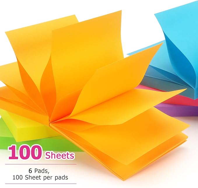 Early Buy Pop Up Sticky Notes, 3x3 in, 12 Pads, 6 Colors, 100 Sheets/Pad | refillable design, repositionable adhesive, ideal for office, school, and home use